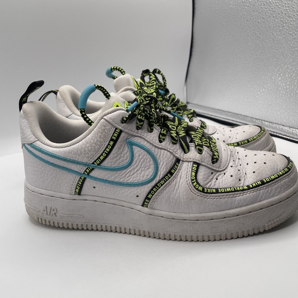 Nike Air Force 1 World Wide Pack White/Green/Blue Size 8 CK7213-100 - Picture 2 of 9